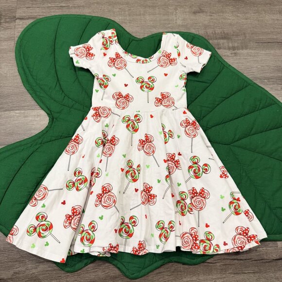 Wild Rich Kids Girls 5/6 Holiday Christmas Mickey Minnie Lollipop Twirl Dress - Picture 1 of 4
